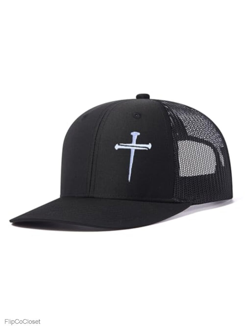 Embroidered 3 Nails Cross Baseball Cap Unisex Snapback Trucker Hat